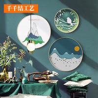 餐厅墙面装饰画圆形画框挂画现代简约创意