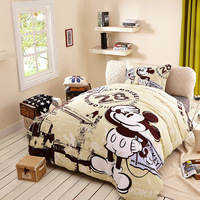迪士尼儿童磨毛套件卡通纯棉床上用品被套卡通床单三件套
