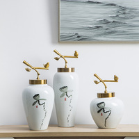 景德镇新中式装饰陶瓷花瓶摆件客厅电视柜花插花艺工艺品