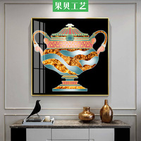 北欧花瓶玄关装饰画彩绘餐厅壁画卧室非手绘油画现代简约客厅挂画