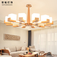 北欧吊灯简约现代大气家用实木客厅灯木质餐厅卧室led原木灯具