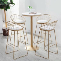 北欧创意圆形高脚桌吧台桌实木家用高脚椅奶茶店吧凳铁艺酒吧椅子