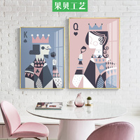 北欧现代客厅沙发背景墙装饰画餐厅壁画简约卧室床头国王王后挂画