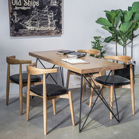 北欧实木设计师办公桌 简约个性铁艺桌椅组合 特色设计长方形桌子