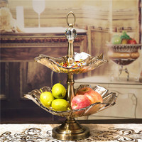 时尚奢华欧式果盘 创意双层玻璃现代简约水果盘 水晶客厅茶几摆件