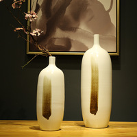 景德镇手绘陶瓷白色花瓶 新中式软装酒店会所工艺品装饰