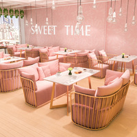 北欧ins奶茶店布艺沙发椅网红咖啡厅多人洽谈沙发休闲西餐厅卡座