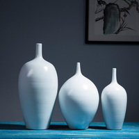 新品白色中式陶瓷花瓶三件套创意花卉酒店家居会所软装摆件工艺品