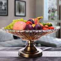 奢华高档欧式玻璃水果盘 家居日用摆件 客厅玻璃用品水晶玻璃果盘
