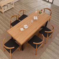 北欧长方形桌子餐桌椅组合 咖啡厅桌椅客厅饭桌复古铁艺实木餐桌