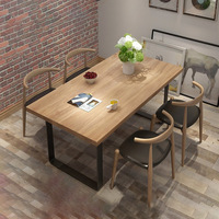 北欧简约客厅家用实木餐桌 咖啡厅休闲桌椅组合餐饮店酒楼饭桌子