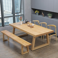 北欧简约家具 实木餐桌椅组合原木功夫茶桌简约长方形洽谈木长桌